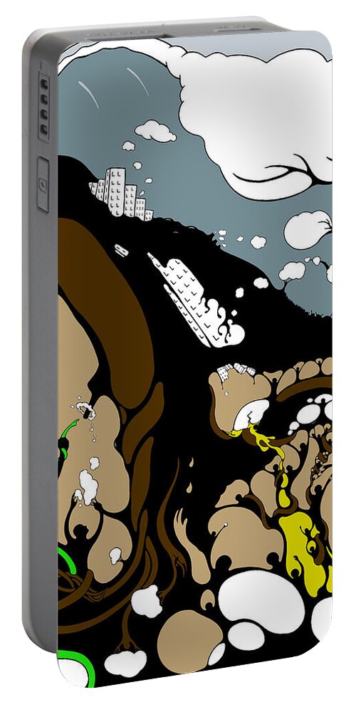 Climate Change Portable Battery Charger featuring the drawing Mudslide Serenity by Craig Tilley