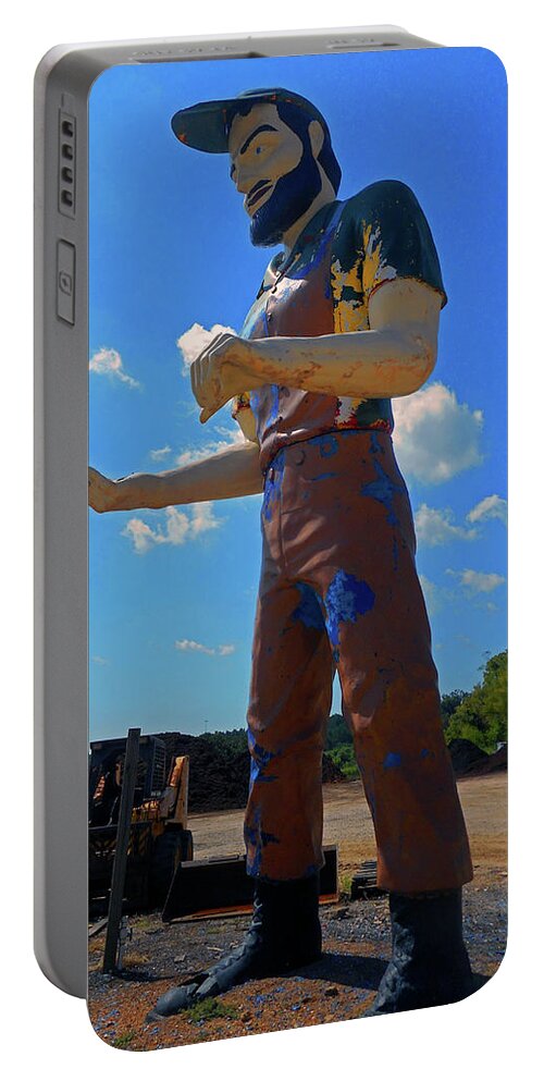 Raleigh Portable Battery Charger featuring the photograph Muffler Man 5 by Ron Kandt