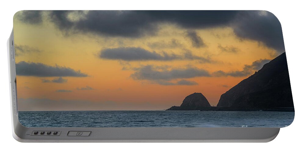 Coast 2017 Portable Battery Charger featuring the photograph Mugu Rock at Sunset by Jeff Hubbard