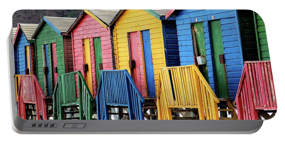 Beach Portable Battery Charger featuring the photograph Muizenberg beach huts 3 by Claudio Maioli