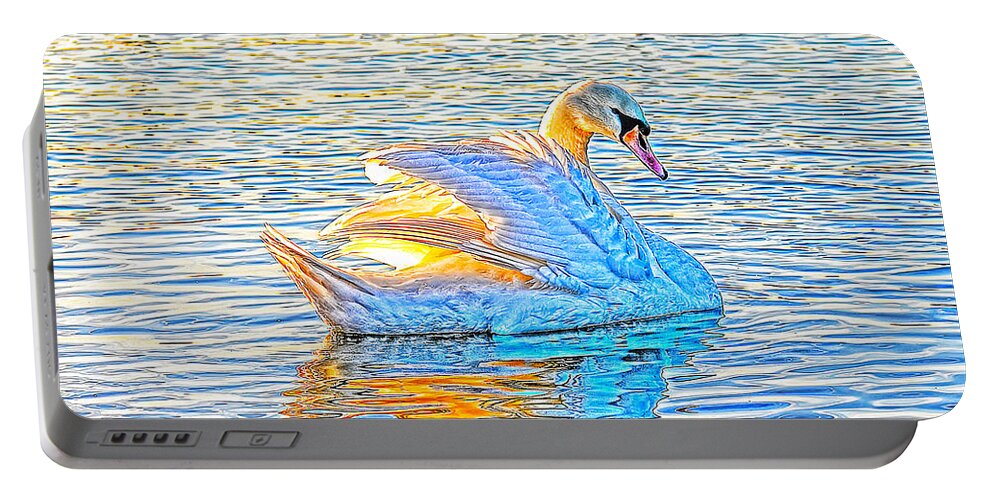 Artistic Portable Battery Charger featuring the photograph Multicolour Swan by Gouzel -