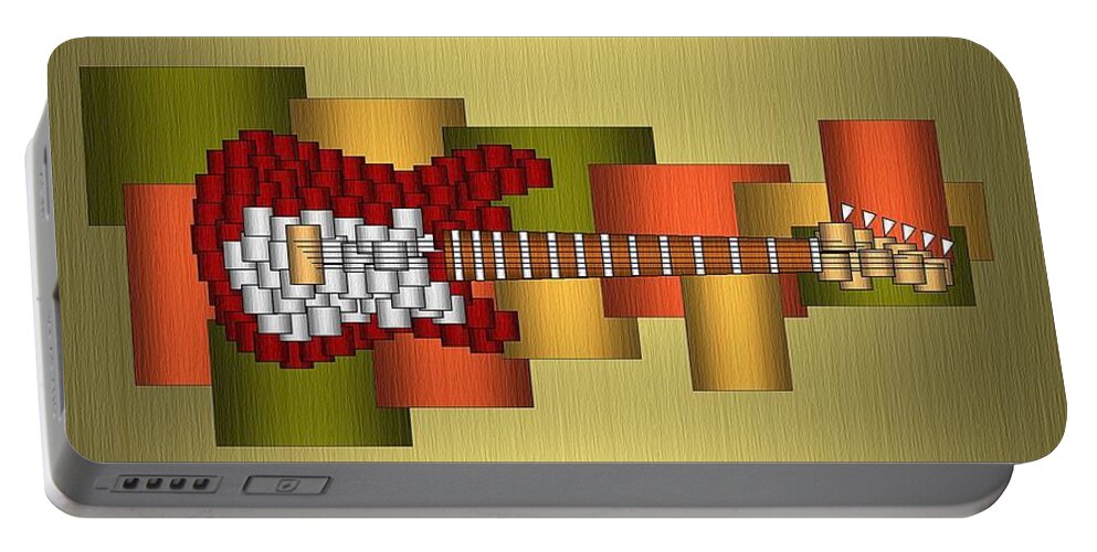 Music Portable Battery Charger featuring the digital art Music Series Horizontal Guitar Abstract by Terry Mulligan