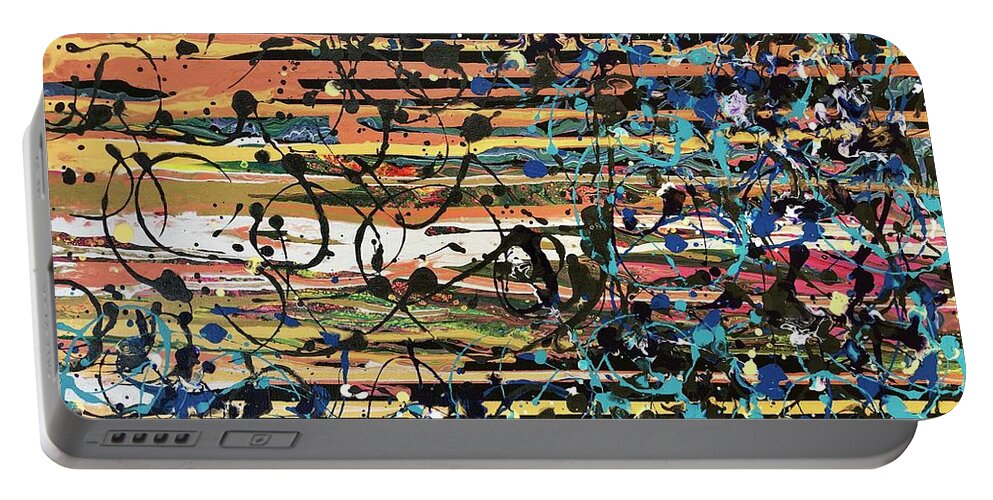 Abstract Portable Battery Charger featuring the painting Symphony by Sherry Harradence