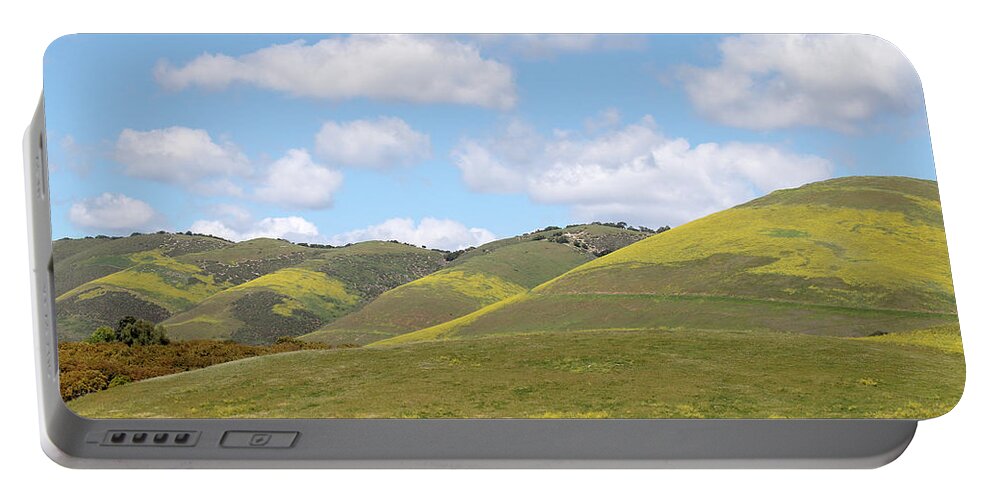 Nipomo Portable Battery Charger featuring the photograph Mustard on Nipomo Hills by Art Block Collections