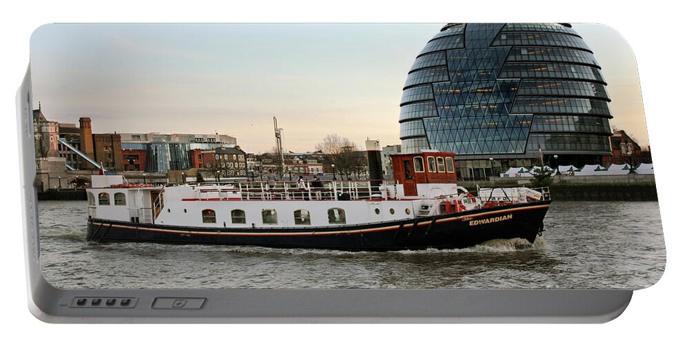 Mv Edwardian Portable Battery Charger featuring the photograph M.V. The Edwardian and City Hall London by Terri Waters