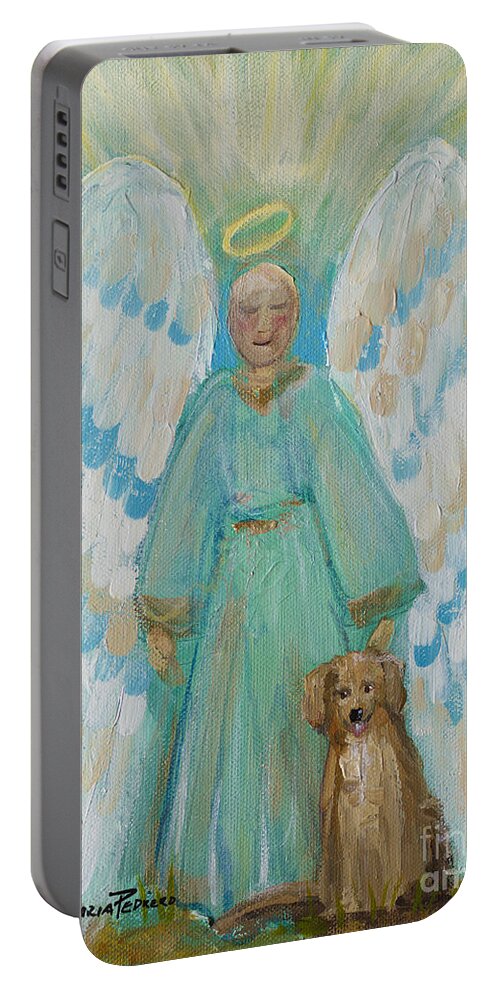 Angel Portable Battery Charger featuring the painting My Angels by Robin Pedrero
