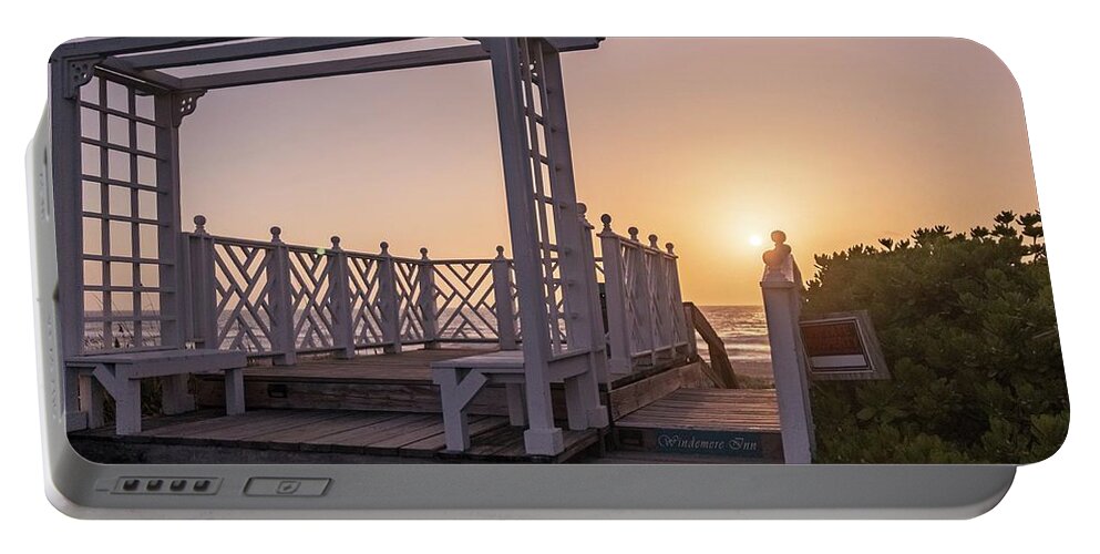 Sunrise Portable Battery Charger featuring the photograph My Atlantic Dream - The Boardwalk By The Inn by Carlos Avila