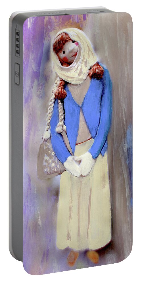Buba Portable Battery Charger featuring the painting My Bubba by Deborah Boyd