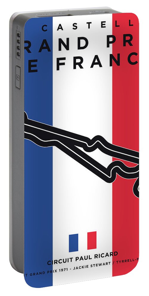 Minimal Portable Battery Charger featuring the digital art My F1 France Race Track Minimal Poster by Chungkong Art