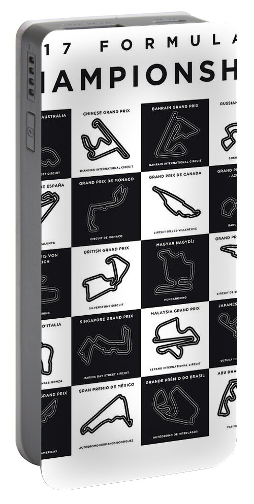 Limited Portable Battery Charger featuring the digital art My F1 SEASON 2017 Race Track Minimal Poster by Chungkong Art