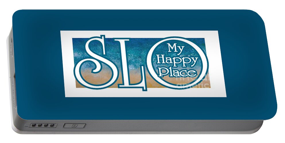 Slo Portable Battery Charger featuring the digital art My Happy Place by Shelley Myers