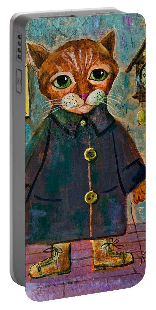 Cat Portable Battery Charger featuring the painting My Home by Maxim Komissarchik