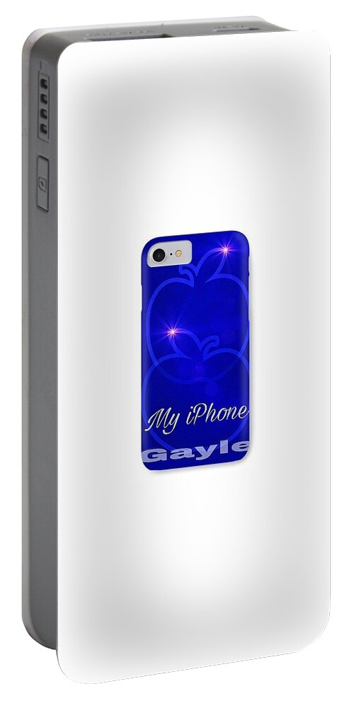Cases For Iphones And Galaxy Portable Battery Charger featuring the digital art My IPhone N Blue by Gayle Price Thomas