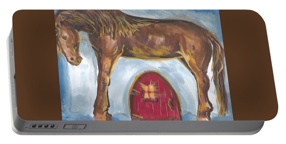 My Mane House Portable Battery Charger featuring the painting My Mane House by Sheri Jo Posselt