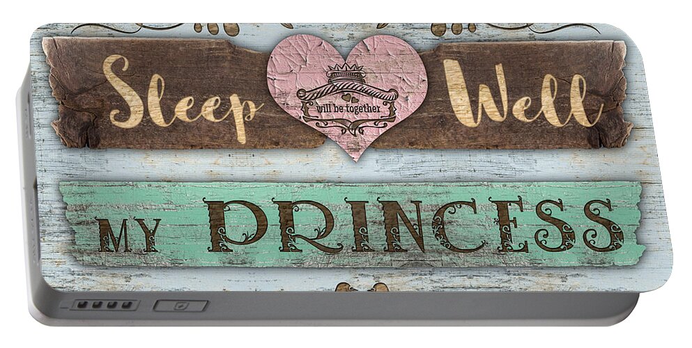 My Princess Portable Battery Charger featuring the mixed media My Princess by Mo T