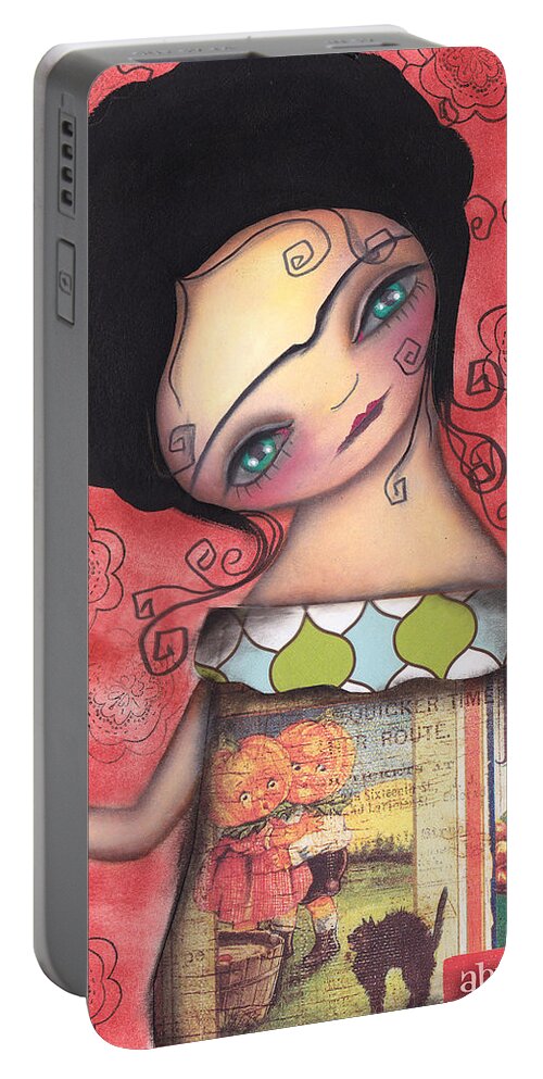 Frida Kahlo Portable Battery Charger featuring the painting My Puppet by Abril Andrade