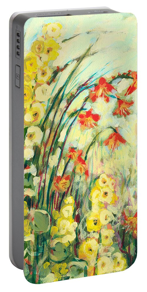 Impressionist Portable Battery Charger featuring the painting My Secret Garden by Jennifer Lommers