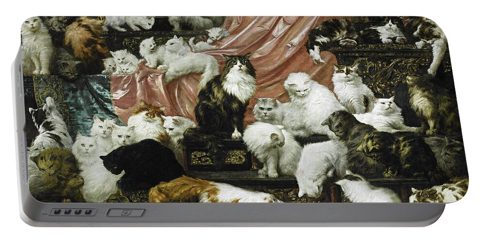 Carl Kahler Portable Battery Charger featuring the painting My Wife's Lovers by Carl Kahler