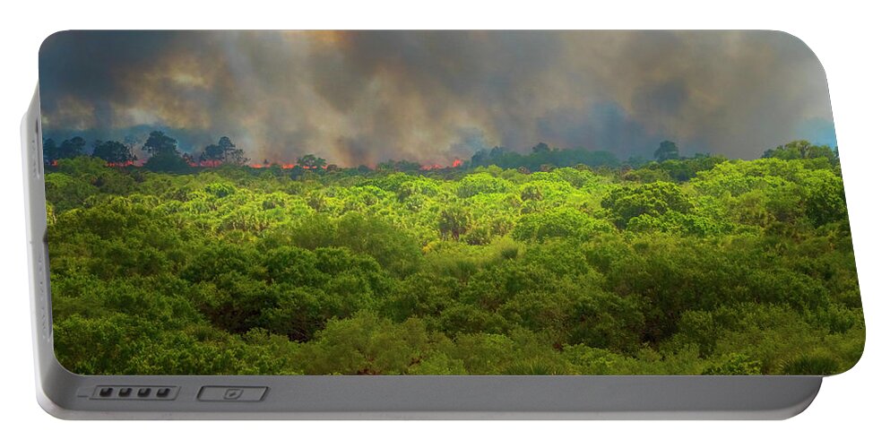North Port Florida Portable Battery Charger featuring the photograph Myakka River Burn by Tom Singleton