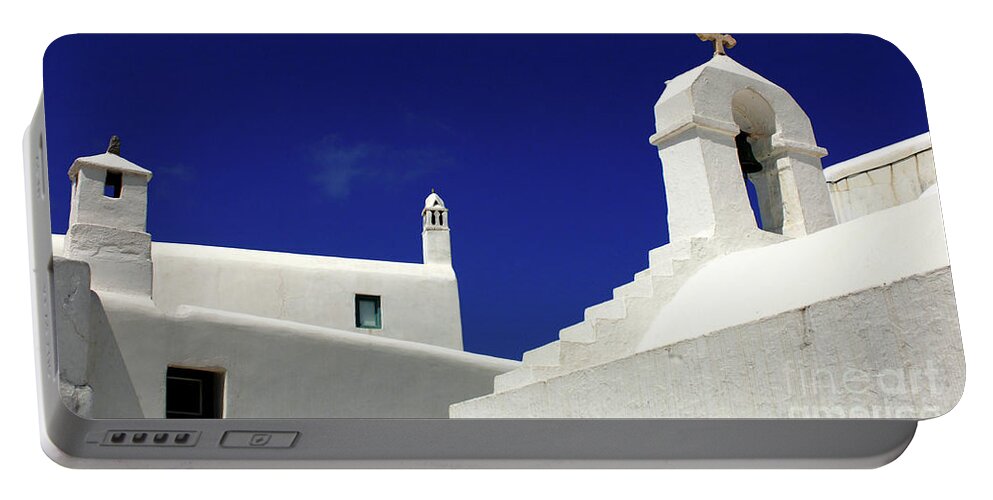Architecture Portable Battery Charger featuring the photograph Mykonos Greece Architectual Line 5 by Bob Christopher