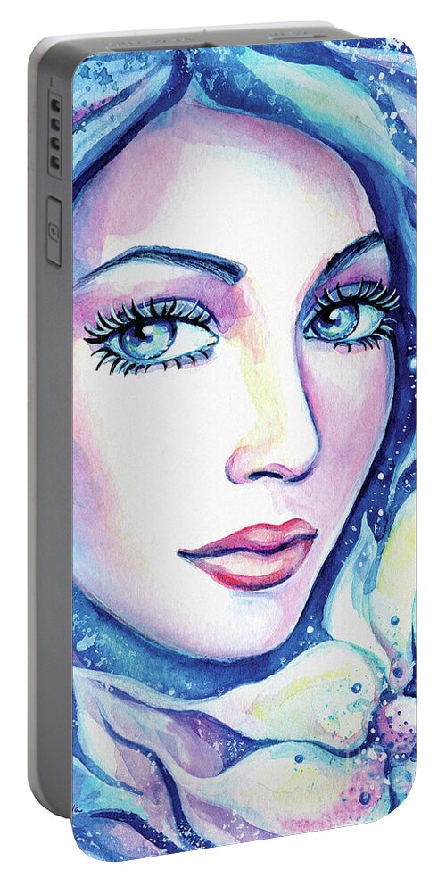 Flower Fairy Portable Battery Charger featuring the painting Mysterious Flower by Eva Campbell
