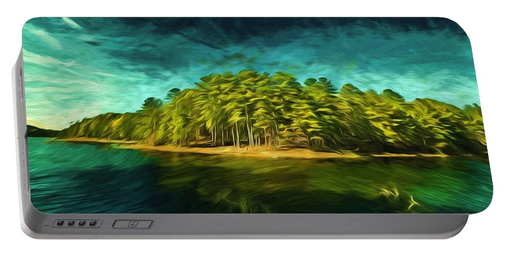 Digital Painting Of My Photo Portable Battery Charger featuring the photograph Mysterious Isle by Dennis Baswell