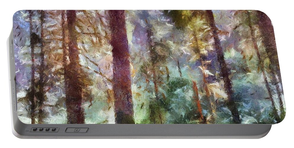 Forest Portable Battery Charger featuring the digital art Mysterious Wood by Anne Sands