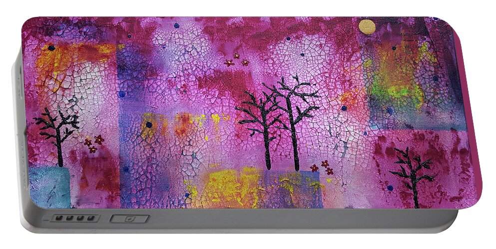 Acrylic Portable Battery Charger featuring the painting Mystery Garden by Diana Hrabosky