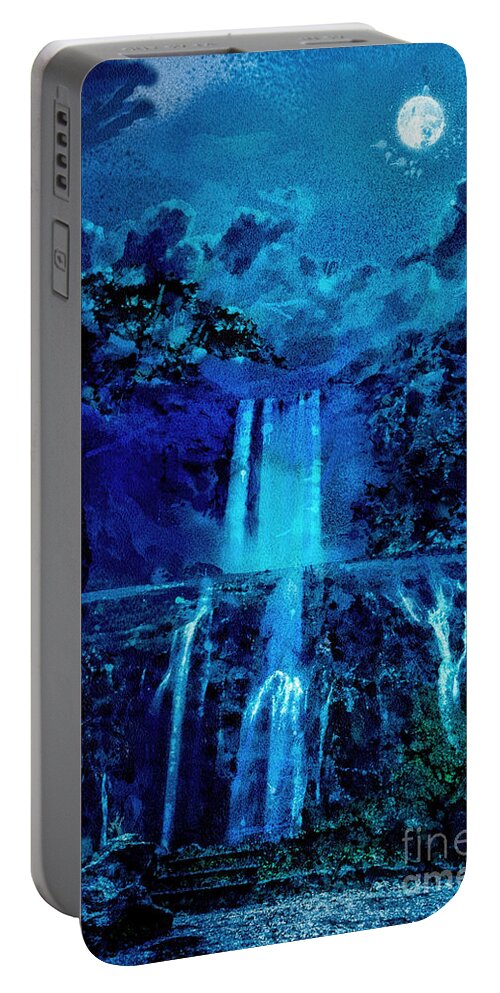 Mystic Falls Portable Battery Charger featuring the painting Mystic Falls by Mo T