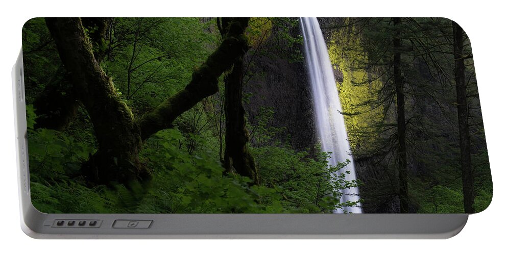 National Park Portable Battery Charger featuring the photograph Mystical Waterfall by Larry Marshall