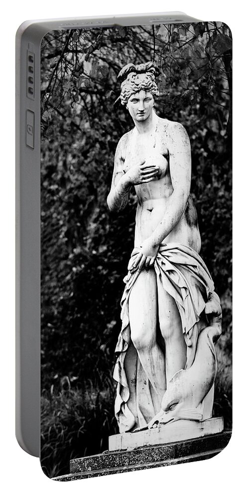 Park Portable Battery Charger featuring the digital art Mythological classical statue in public park by Luisa Vallon Fumi