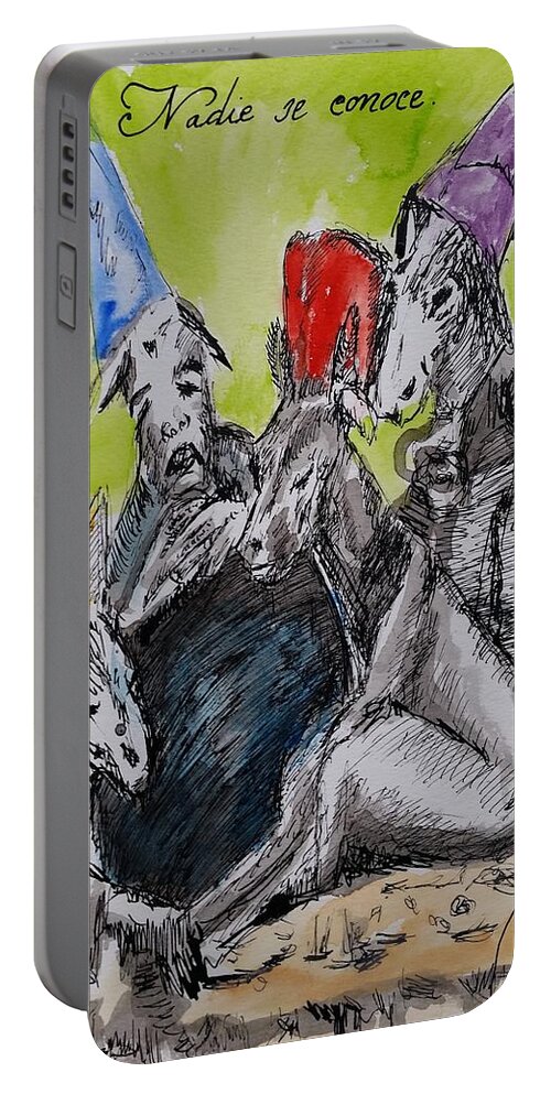 Keywords: Politician Portable Battery Charger featuring the painting Nadie se conoce.Nobody knows himself Satiric Paintings IV by Bachmors Artist