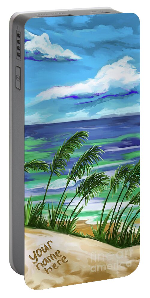 Names In The Sand Portable Battery Charger featuring the painting NamesInTheSand-YNH by Tim GillilandNamesInTheSand
