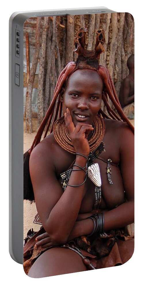 Woman Portable Battery Charger featuring the painting Namibia Tribe 11 by Robert SORENSEN
