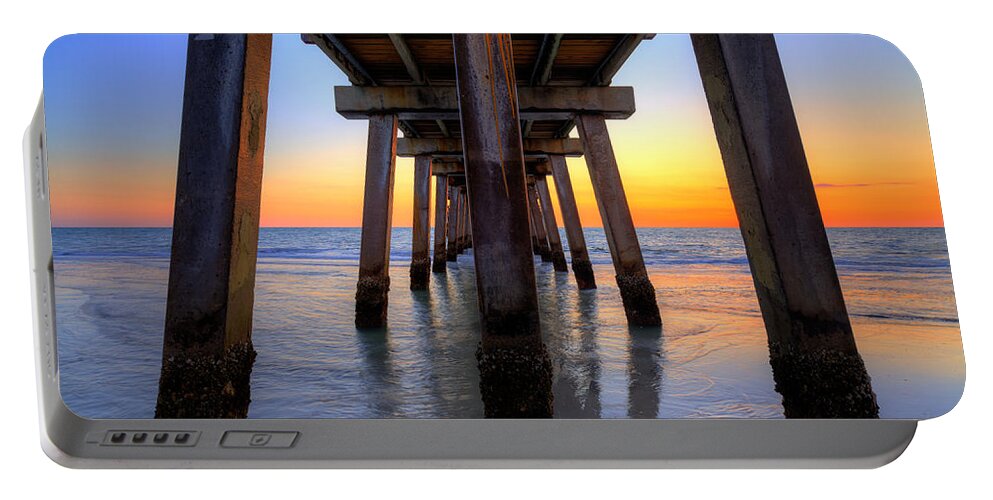 Architecture Portable Battery Charger featuring the photograph Naples Pier Sunset by Raul Rodriguez