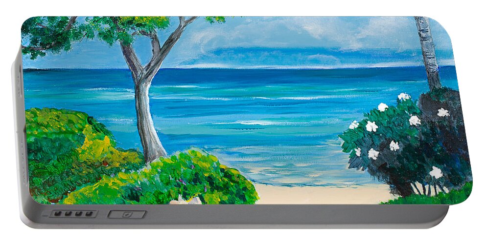 Landscape Portable Battery Charger featuring the painting Naplili Path 16 x 20 by Santana Star