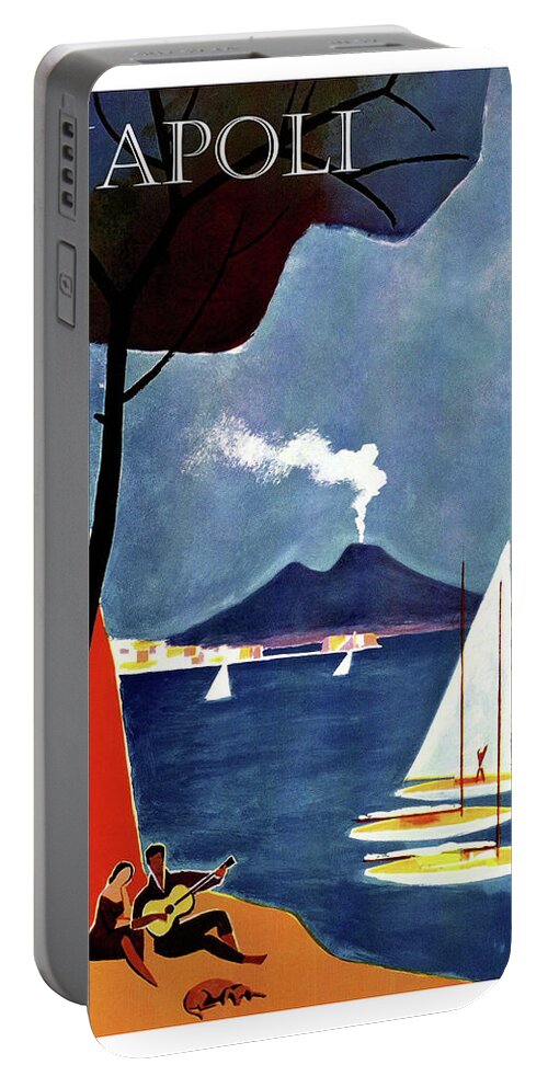 Napoli Portable Battery Charger featuring the painting Napoli, Naples, Italy, sailing boats, by Long Shot