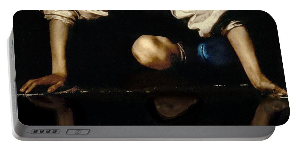 Narcissus Portable Battery Charger featuring the painting Narcissus by Caravaggio