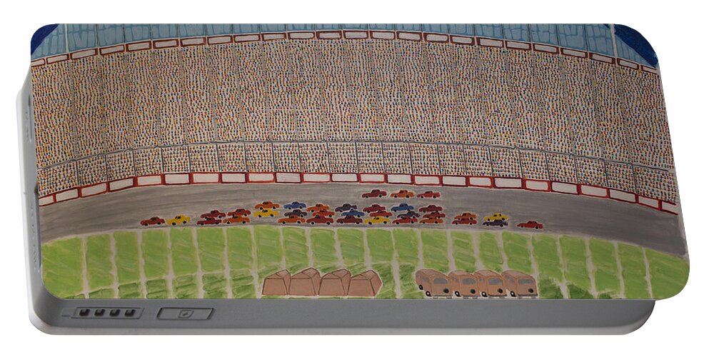 Nascar Portable Battery Charger featuring the painting Nascar Race by Jesse Jackson Brown