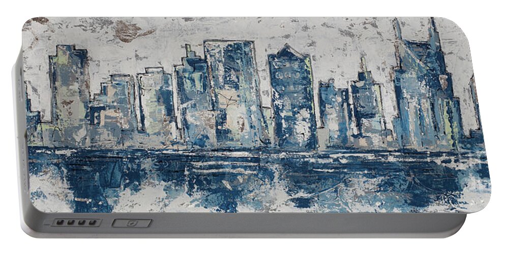 Nashville Portable Battery Charger featuring the painting Nashville in Blues by Kirsten Koza Reed