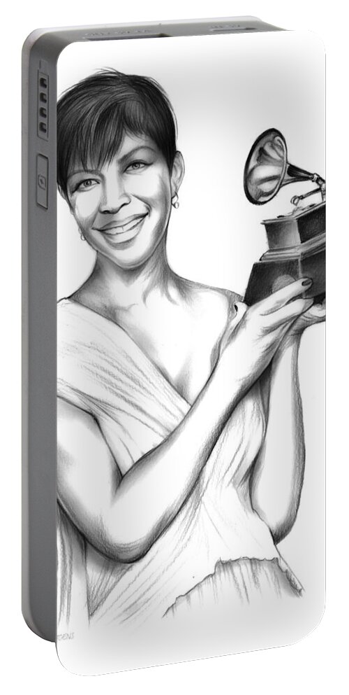 Natalie Cole Portable Battery Charger featuring the drawing Natalie Cole by Greg Joens