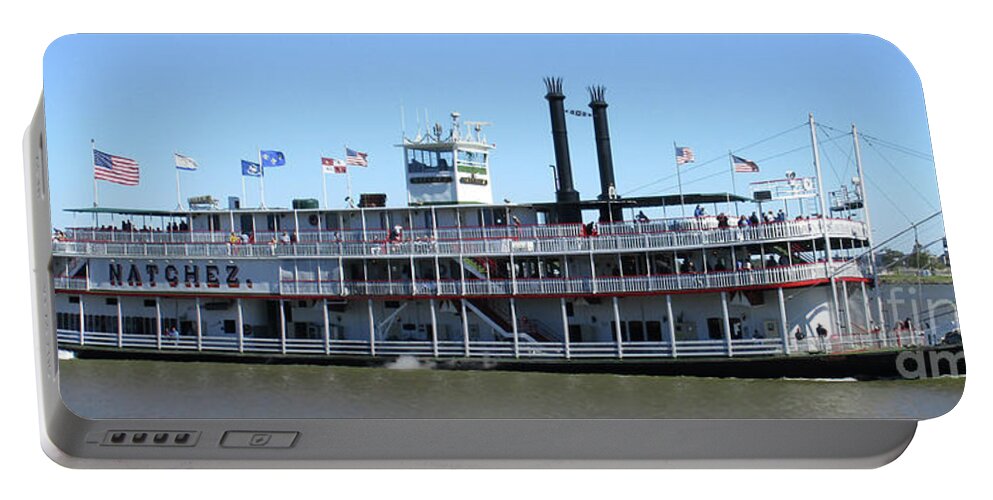 Paddlewheeler Portable Battery Charger featuring the photograph Natchez Paddlewheeler by Randall Weidner