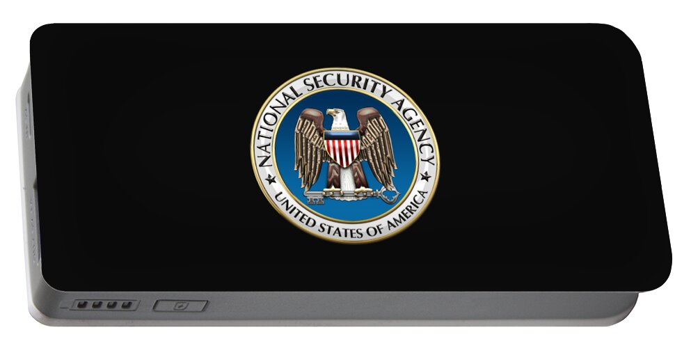 'military Insignia & Heraldry 3d' Collection By Serge Averbukh Portable Battery Charger featuring the digital art National Security Agency - N S A Emblem on Black Velvet by Serge Averbukh