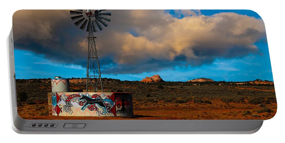 Native American Windmill Portable Battery Charger featuring the photograph Native American Windmill by Harry Spitz