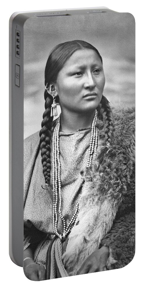 Native American Woman War Chief Pretty Nose Portable Battery Charger featuring the painting Native American woman war chief Pretty Nose by MotionAge Designs