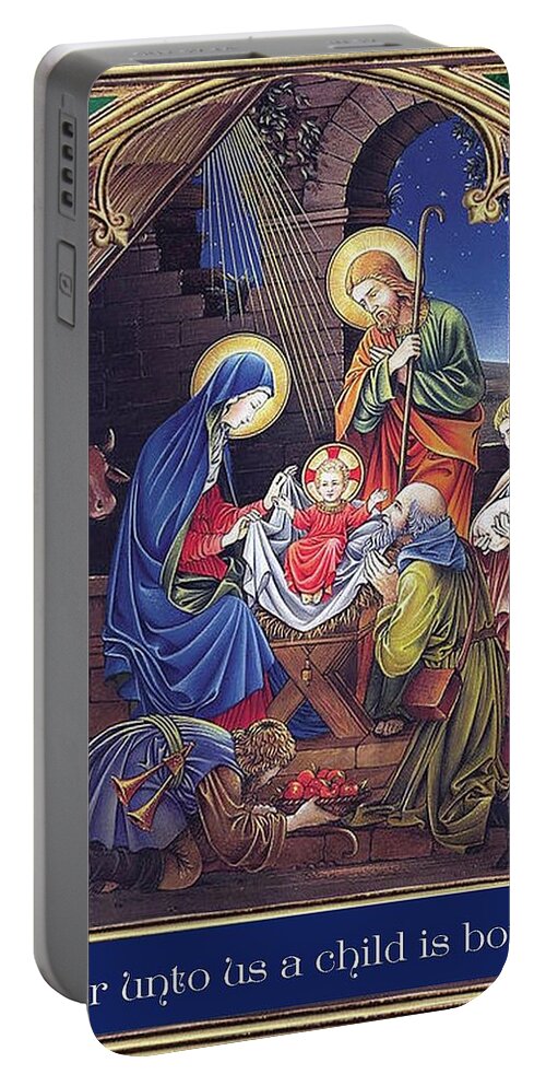 Christmas Portable Battery Charger featuring the painting Nativity by Artist Unknown