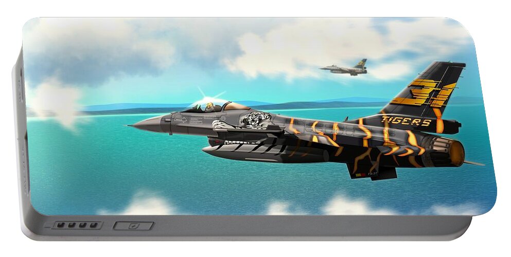 F16 Portable Battery Charger featuring the digital art Nato Belgian Air Force 31 F16 by John Wills