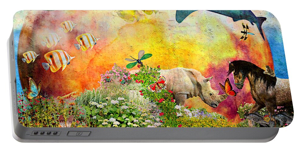 Mother Nature Portable Battery Charger featuring the digital art Nature Awareness by Ally White