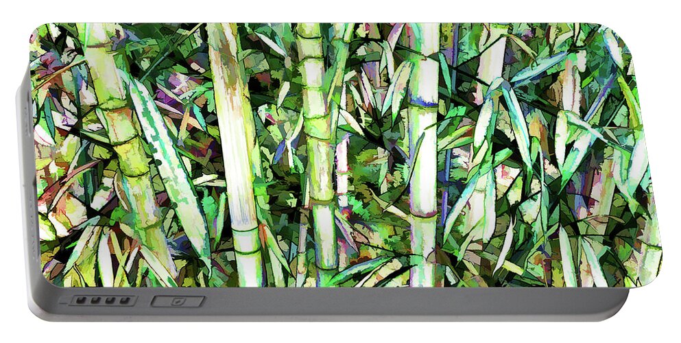 Art Of Bamboo Portable Battery Charger featuring the painting Nature green background by Jeelan Clark