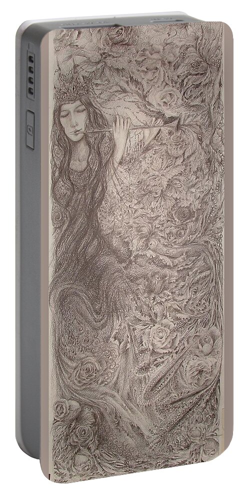 Nature Portable Battery Charger featuring the drawing Nature's song by Rita Fetisov